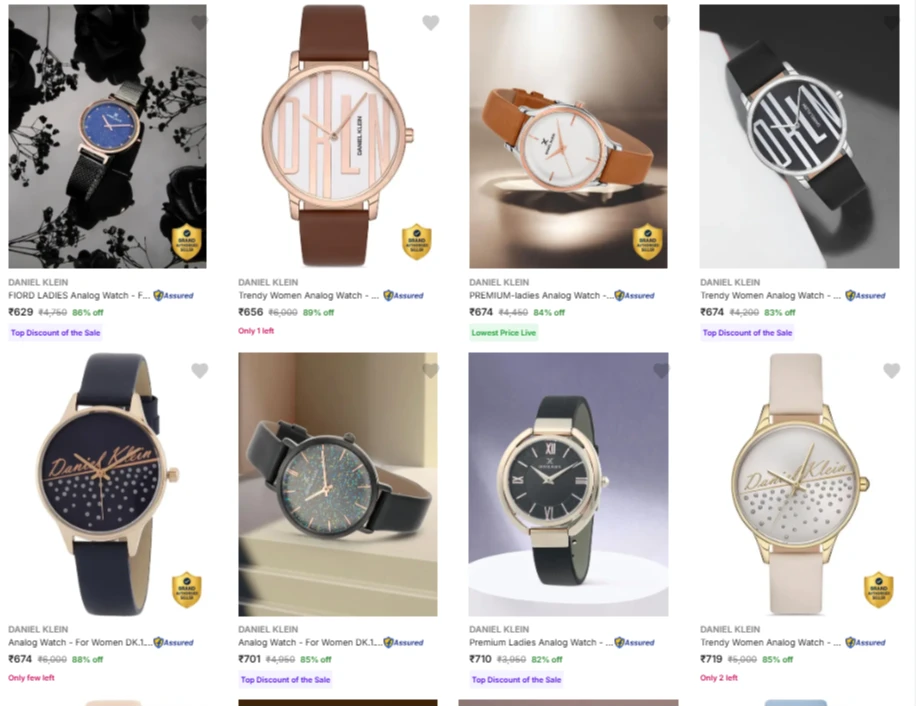 DANIEL KLEIN Wrist Watches at minimum 80% Discount