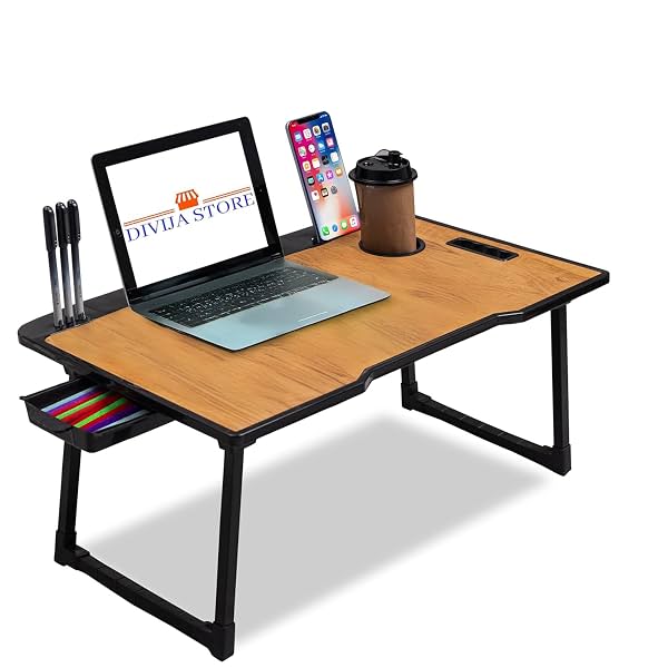 DIVIJA STORE Portable Study Laptop Table Brown