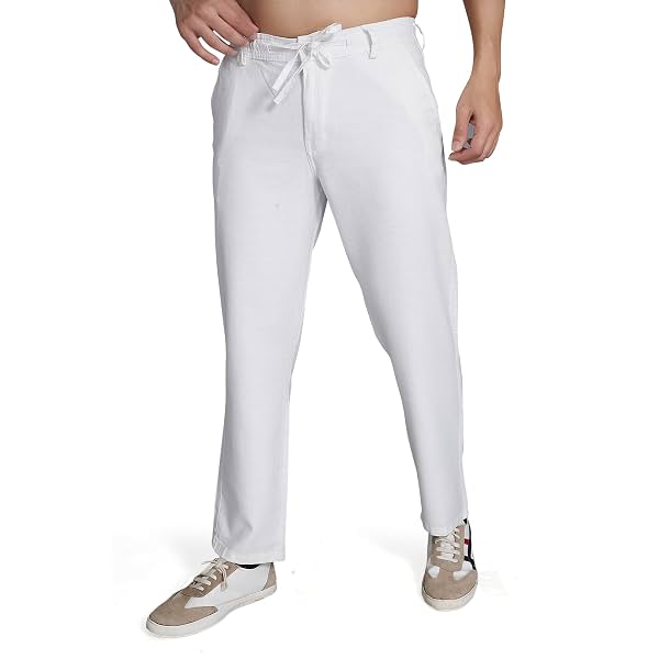 DIVISIVE Men's Relaxed Fit Cotton Linen Blend Trousers
