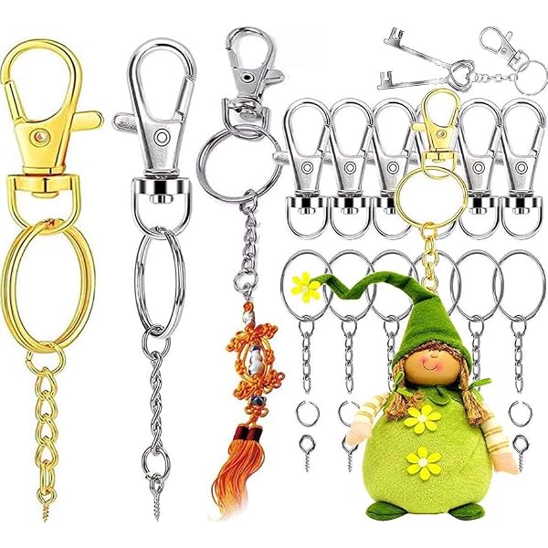 DIY Crafts 30 Sets 120 Pcs, Gold, Keychain Rings for Crafts