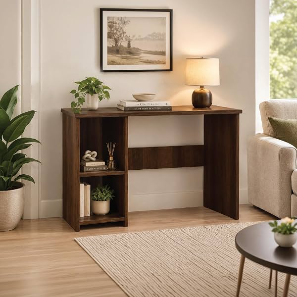 DIY Engineered Wood Computer Table with Storage Shelves
