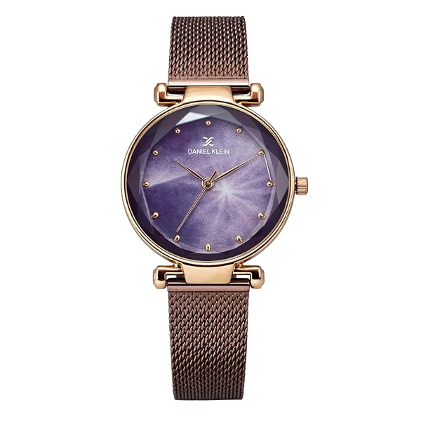 Daniel Klein Analog Purple Round Dial Rose Gold Case Purple Mesh Strap