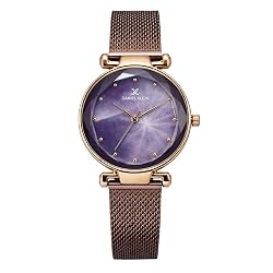 Daniel Klein Analog Purple Round Dial Rose Gold Case Purple Mesh Strap