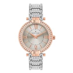 Daniel Klein Analog Silver Round Dial Silver Metal Strap Stone-Studded