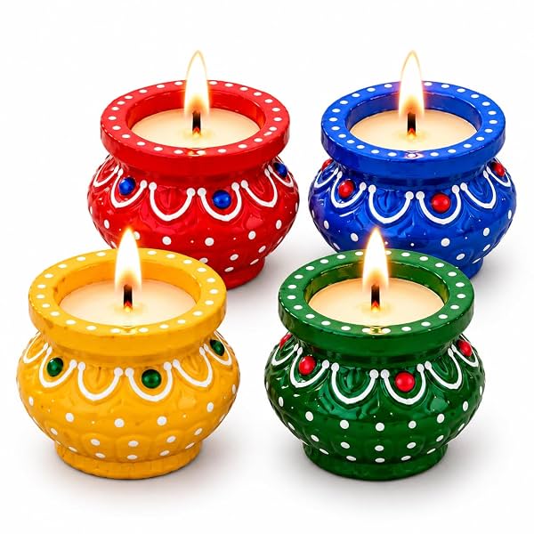 Decorative Matki Diya Candle Holders Set of 2