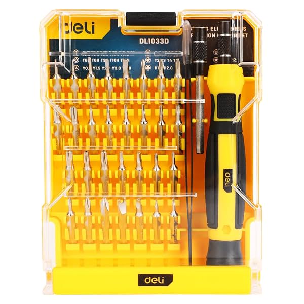 Deli DL1033D 33 Pcs Precision Screwdriver Set with Magnetic Tip Cr-V Material AntiSlip Handle Carbon Steel Repair Tool K