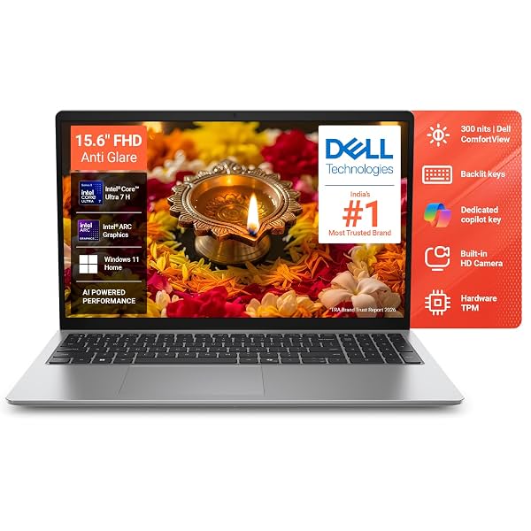 Dell 15 Ai Powered Laptop Intel® Core™ Ultra 7 255H Processor, 16GB DDR5 RAM ,512GB SSD