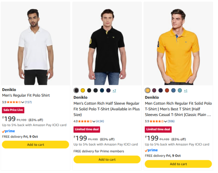 Deniklo at minimum 83% Discount