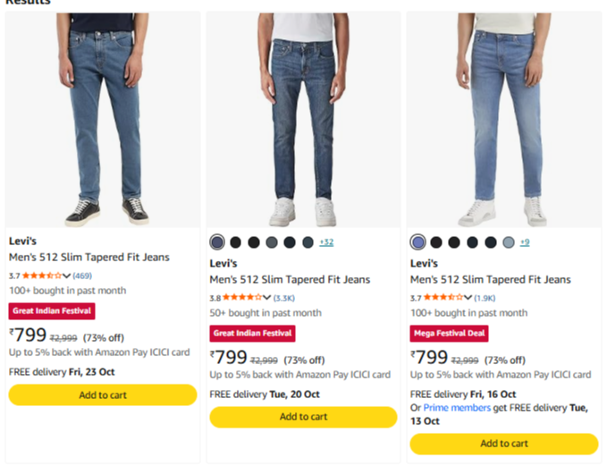 Denims under 899 at minimum 52% Discount