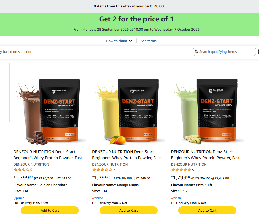 Denzour Whey Protein Buy 1 Get 1 Free