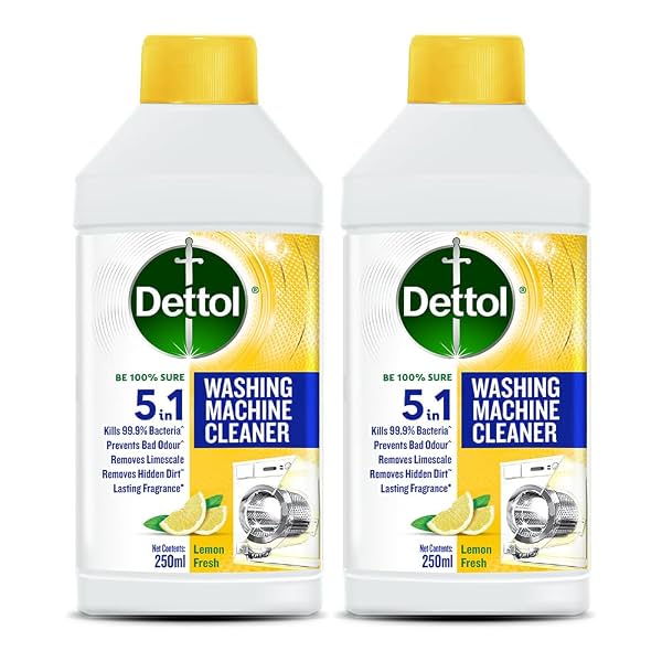 Dettol 5 in 1 Washing Machine Cleaner & Descaling Liquid for top load and front load| Lemon 250ml |