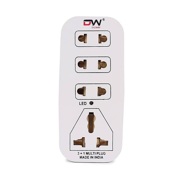 Digiway 3 + 1 Multiplug with LED Indicator, 4 Universal sockets, (Beige_Pack of 1)