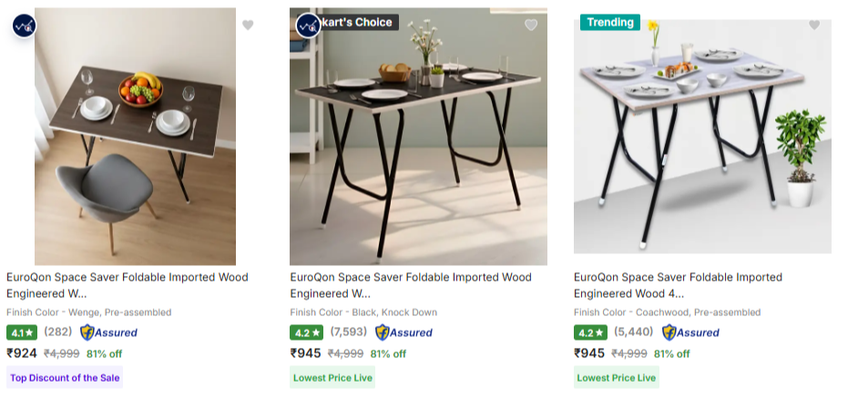 Dining Tables at minimum 81% Discount