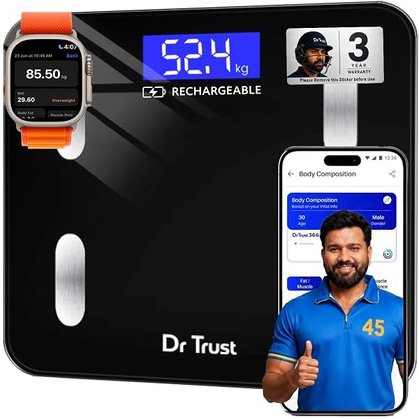 Dr Trust USA 509 Rechargeable Digital BMI Weight Scale with Body Fat Analyzer and Fitness Body Composition Monitor Elect