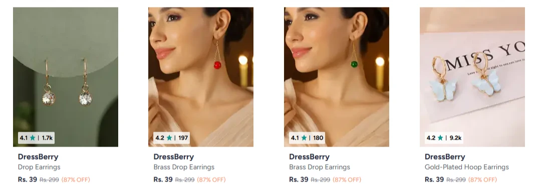 DressBerry Women's Earrings starting at ₹39