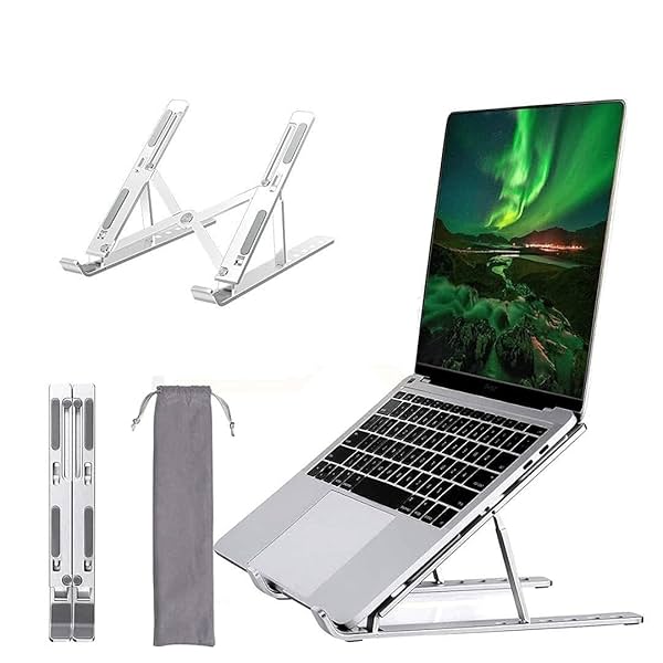 Dyazo 6-Angle Aluminum Foldable Laptop Stand – Silver