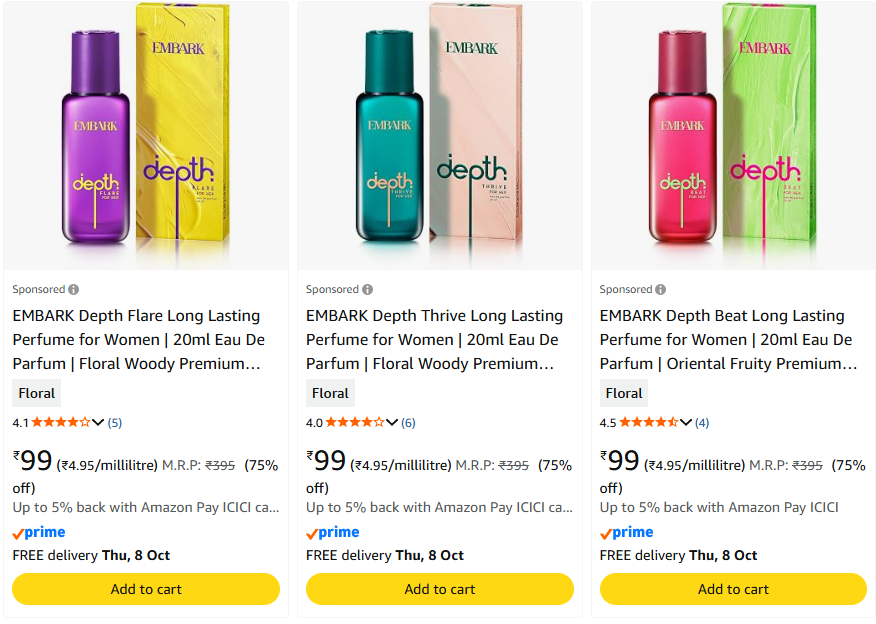 EMBARK Depth Flare Long Lasting Perfume for Women | 20ml Eau De Parfum