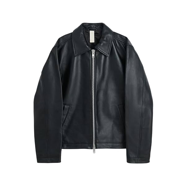 EXOTIX Black Leather Jacket for Men | Collared Zip-Up Classic Style