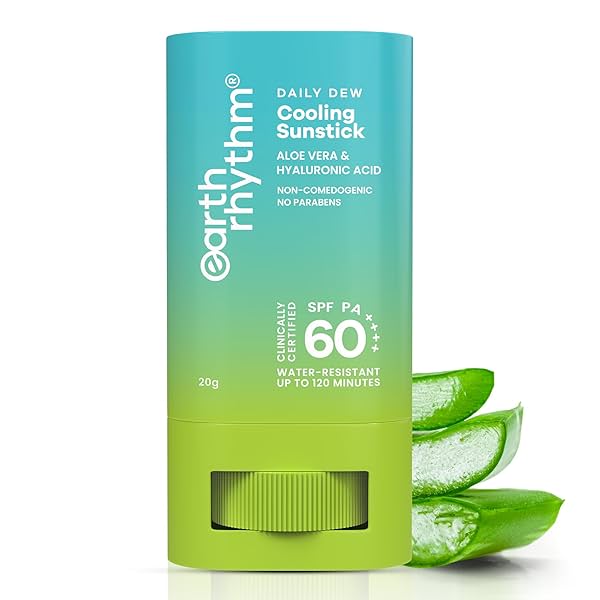 Earth Rhythm Daily Dew Cooling Sunstick SPF 60 PA ++++ with Hyaluronic Acid & Aloe Vera