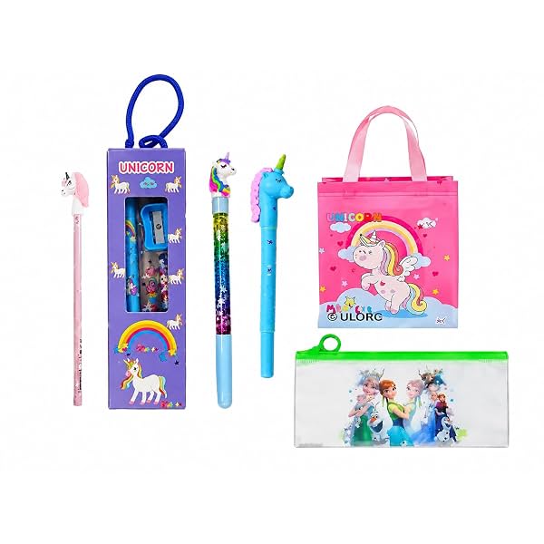 Eclet 6PCS Unicorn Stationery Combo Set – Transparent Pouch, Thank You Bag