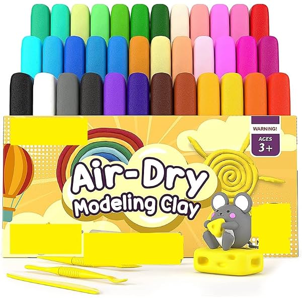 Eclet Air Dry Clay for Kids, Pack of 12 Multicolor Soft Modeling Clay for DIY