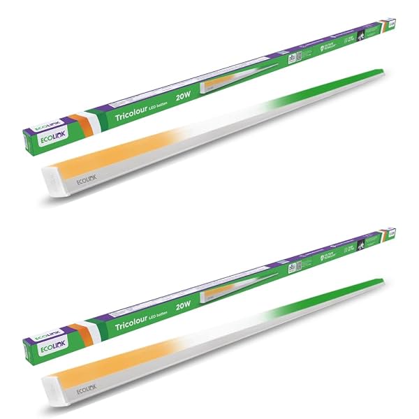 EcoLink 20W Tricolour LED Batten Light Pack of 2