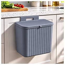 Eightiz Plastic Hanging Kitchen Trash Can with Lid– Cabinet Door Hanging Garbage