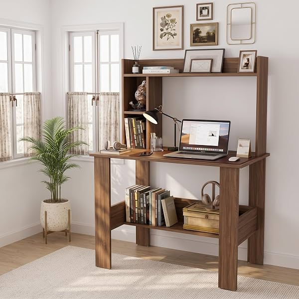 Elevate Study Table with Bookshelf Hutch
