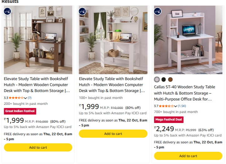 Elevate Study Table with Bookshelf upto 70% Discount