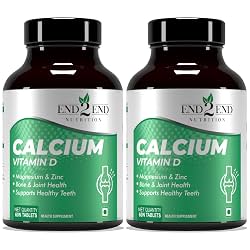 End2End Nutrition Calcium Tablets for Men and Women with Magnesium Zinc Vitamin