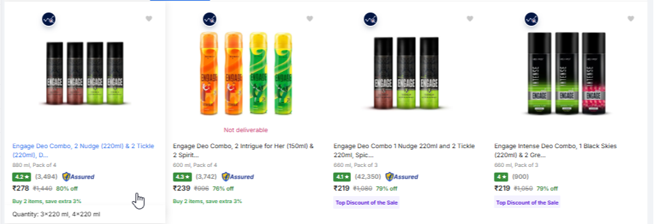 Engage Deodorant Spray starting ₹168