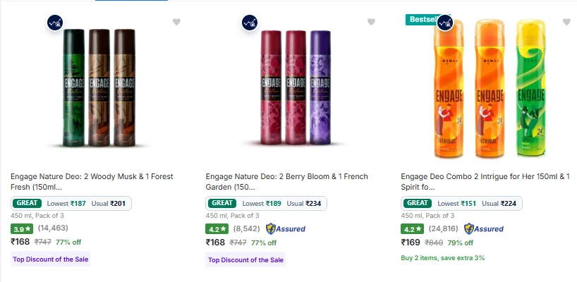 Engage Deodorant Spray starting ₹168