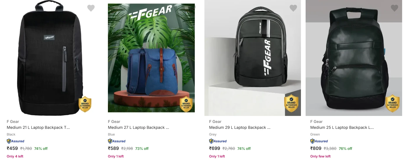 F Gear Laptop Bags at minimum 70% Discount