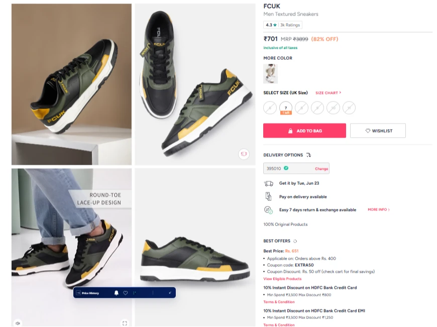 FCUK Men Textured Sneakers