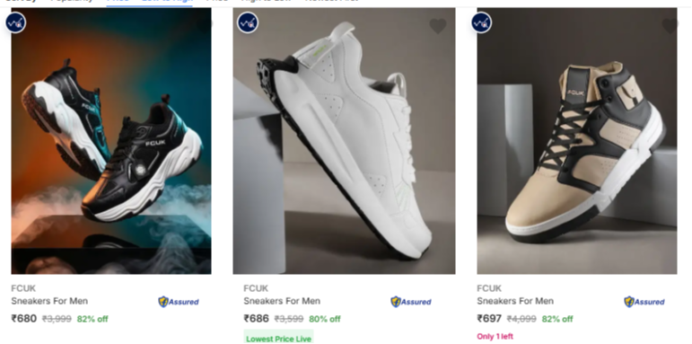 FCUK Men’s Casual Shoes at minimum 75% Discount