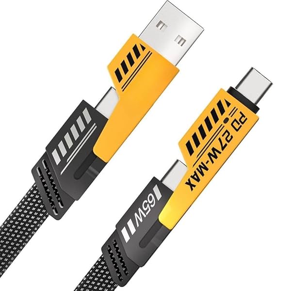 FLAT WIRE cable 4 in 1 Fast Charging Cable 65W Braided Multi Charging Port with USB C