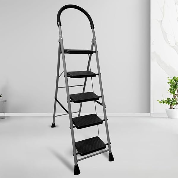 FLIPZON 5 Step Folding Ladder with Anti-Skid Wide Steps
