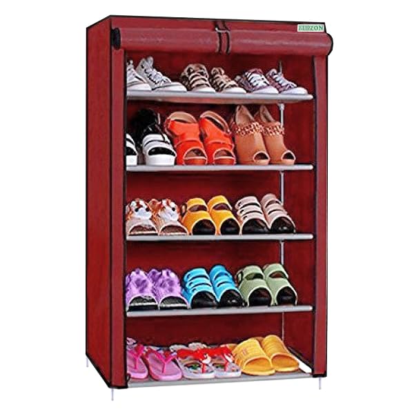 FLIPZON Multipurpose 5 Shelves Shoe Rack with Zip Door Cover