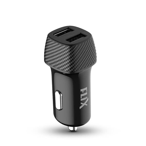 FLiX (Beetel) 2.4A Fast Charging Car Charger, Dual USB Type A connectors, Compatible with All Smartphones, Dashcams, Pow