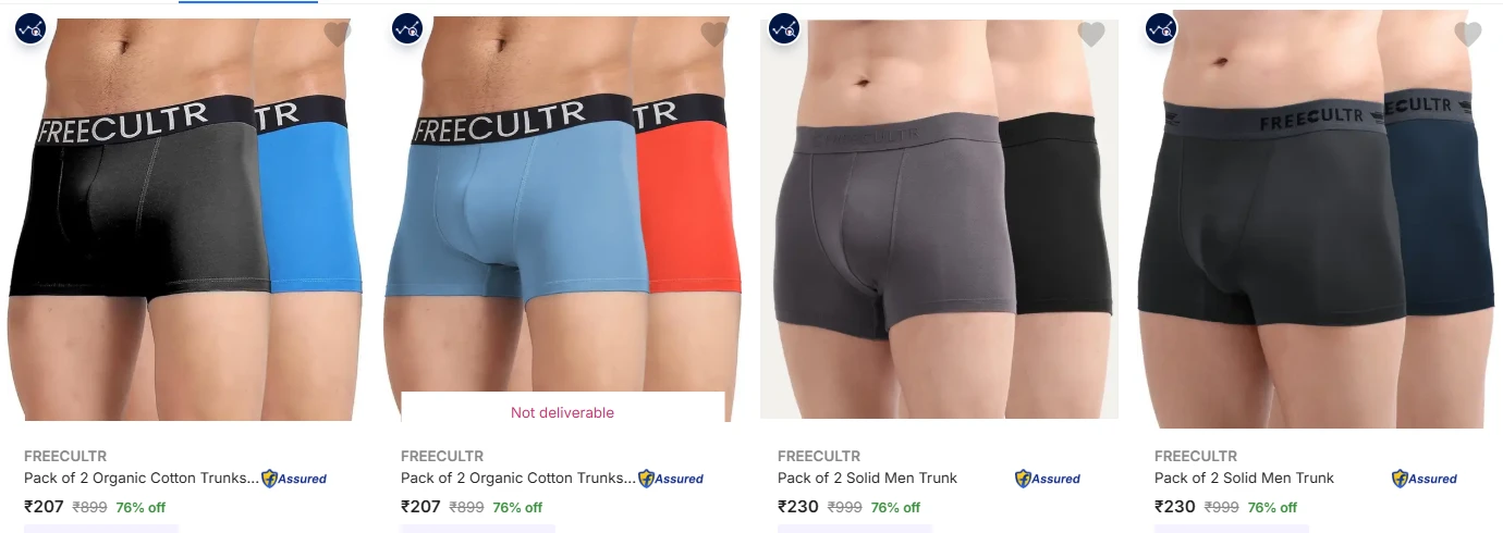 FREECULTR Men's Briefs and Trunks at minimum 76% Discount