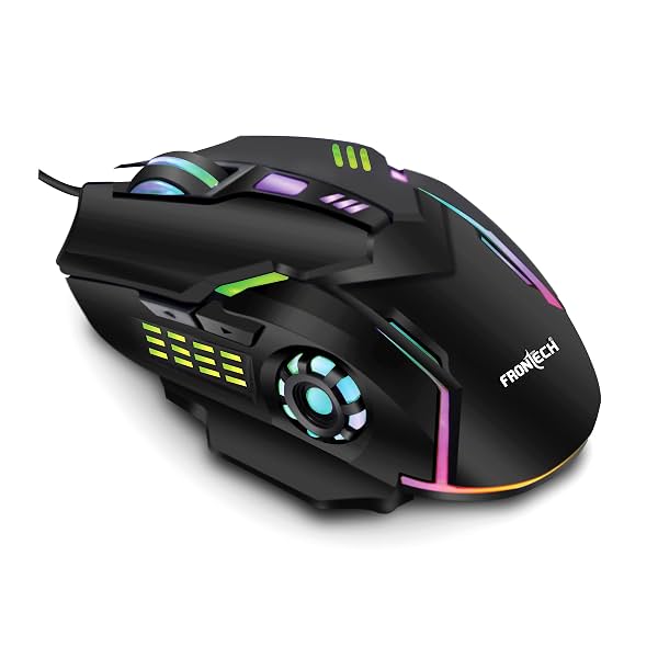 FRONTECH Black 3600 DPI RGB Gaming Mouse
