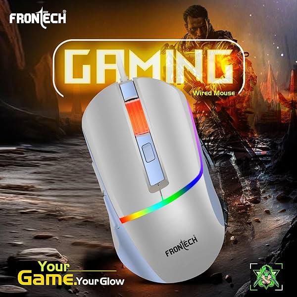 FRONTECH MS-0105 Wired Gaming Mouse | 7200 DPI | 6 Programmable Buttons | 7-Color RGB Gaming Mouse Rainbow Lighting |