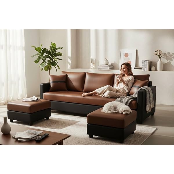 FURNY Premium 3Seater Leatherette Sofa Set