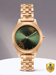 Fastrack Aura Green Dial Rose Gold Metal Strap Analog Watch for Women