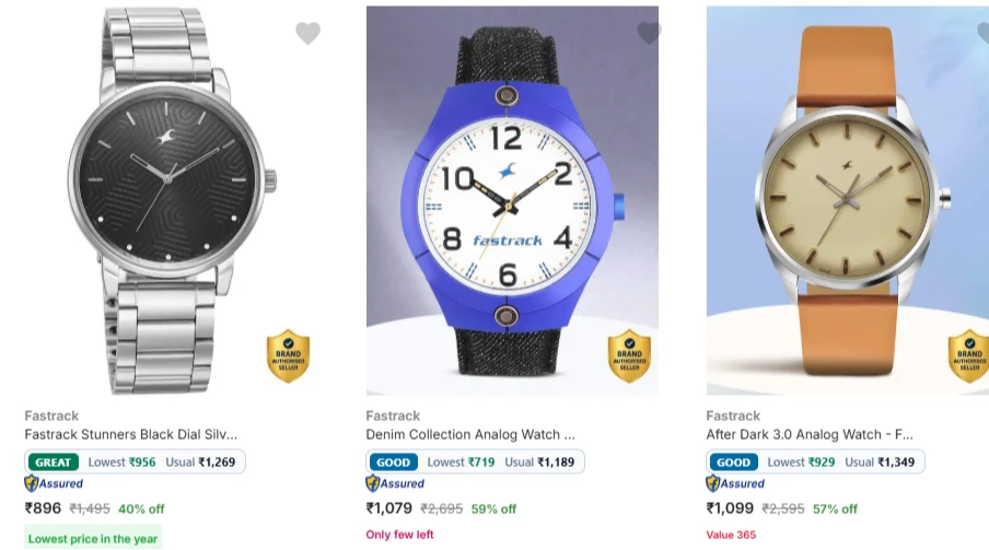 Fastrack Men's Wrist Watches at minimum 59% Discount