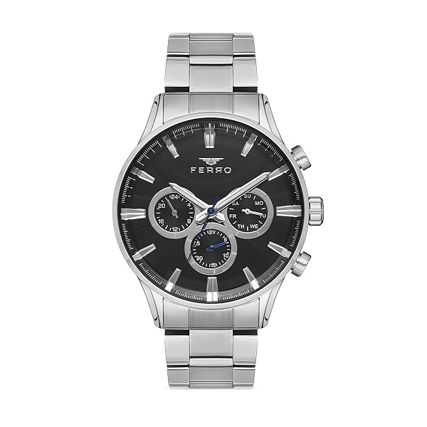 Ferro Multifunction Black Round Dial Men's Watch - FM11180A-A2