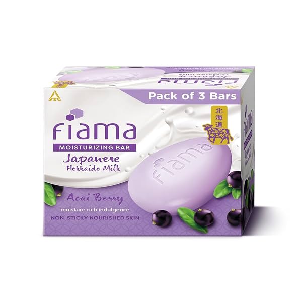Fiama Moisturizing Soap Bar (Japanese Hokkaido Milk & Acai Berry, Pack of 3)