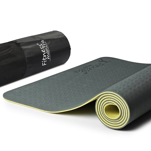 Fitness Mantra® TPE Dual Color Anti-Slip Yoga Mat with Cover Bag for Gym Workout