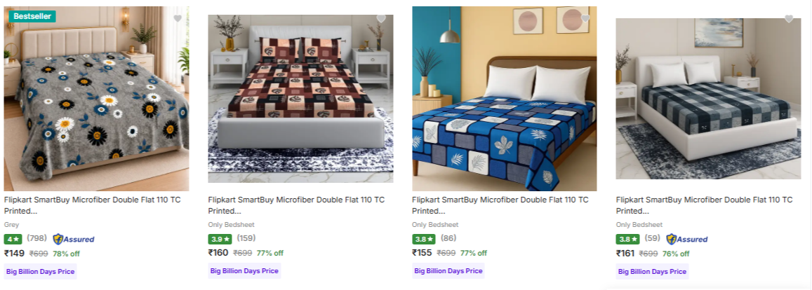 Flipkart SmartBuy Microfiber Double Bedsheet 110 TC Upto 81% Discount