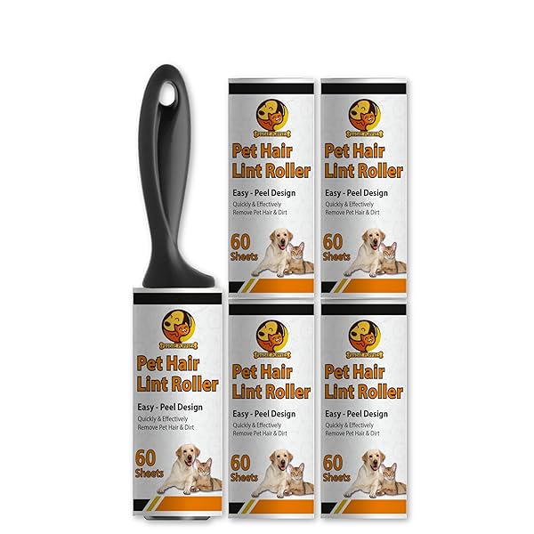 Foodie Puppies Pet Hair Remover Lint Roller with Handle and 4 Refills (300 Sheets), Hair Remover for Dogs and Cats, Idea
